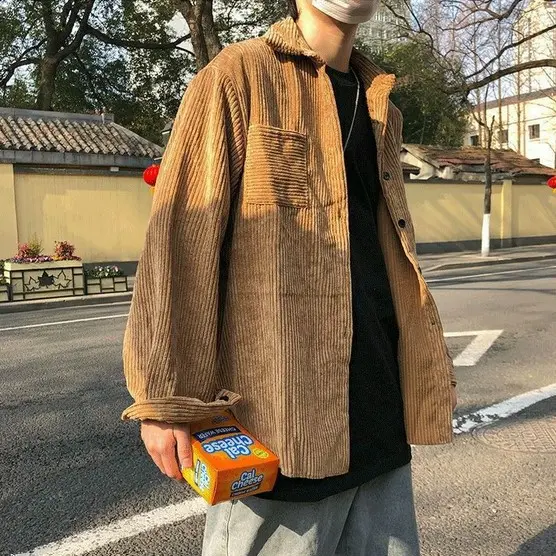 Corduroy Retro Long Sleeve Outer Shirt Casual Oversize in Brown and Black Color - Kemeja Outer Casual Kasual / Kemeja Outer Corduroy Coklat dan  Hitam / Kemeja Outer Cordu 1