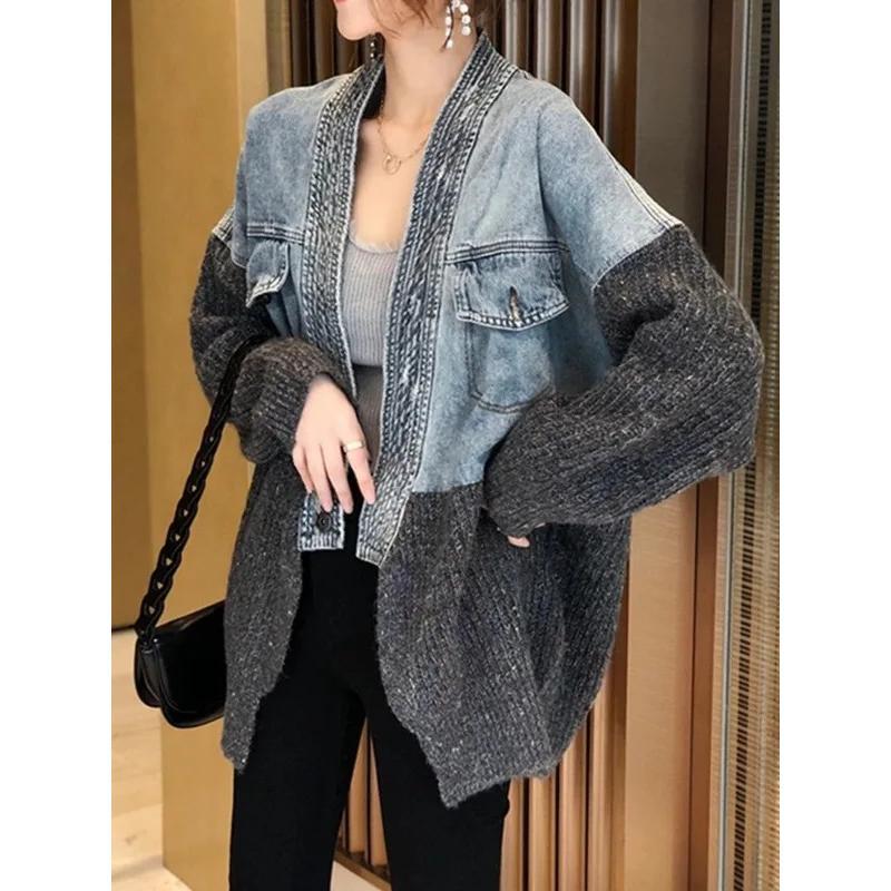 Denim and knit jacket best sale