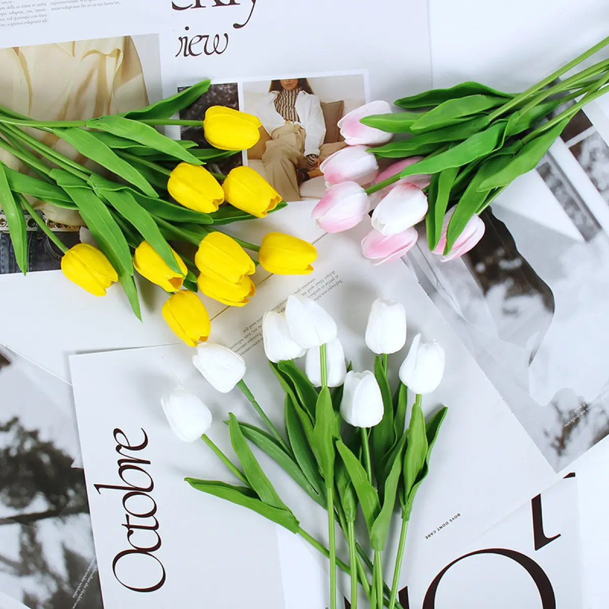 Tulip artificial flower home decoration PU feel wedding bouquet Decorative Fruit Plant Ornaments
