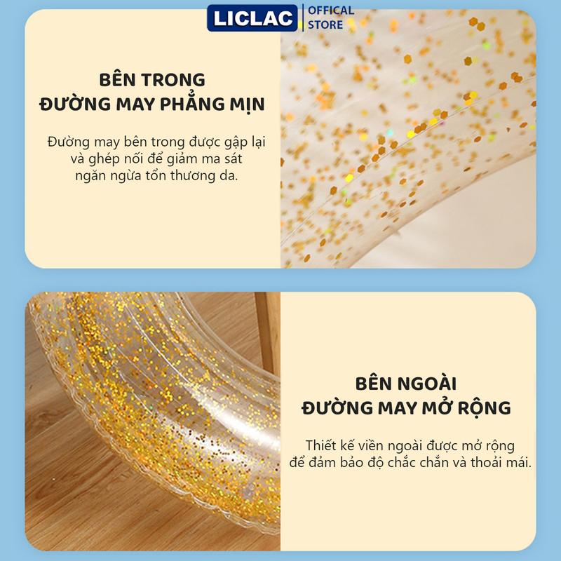 Phao Bơi Trong Suốt Kim Tuyến Lấp Lánh nhựa PVC dày bền đẹp ĐỦ SIZE cho trẻ em và người lớn PTR-TS 3