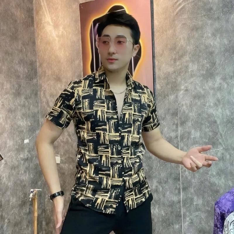 Áo Sơ Mi Nam Ngắn Tay In 3D Hoạ Tiết , Phong Cách , Thoáng Mát , Co Giản - Menswear Shirt 0