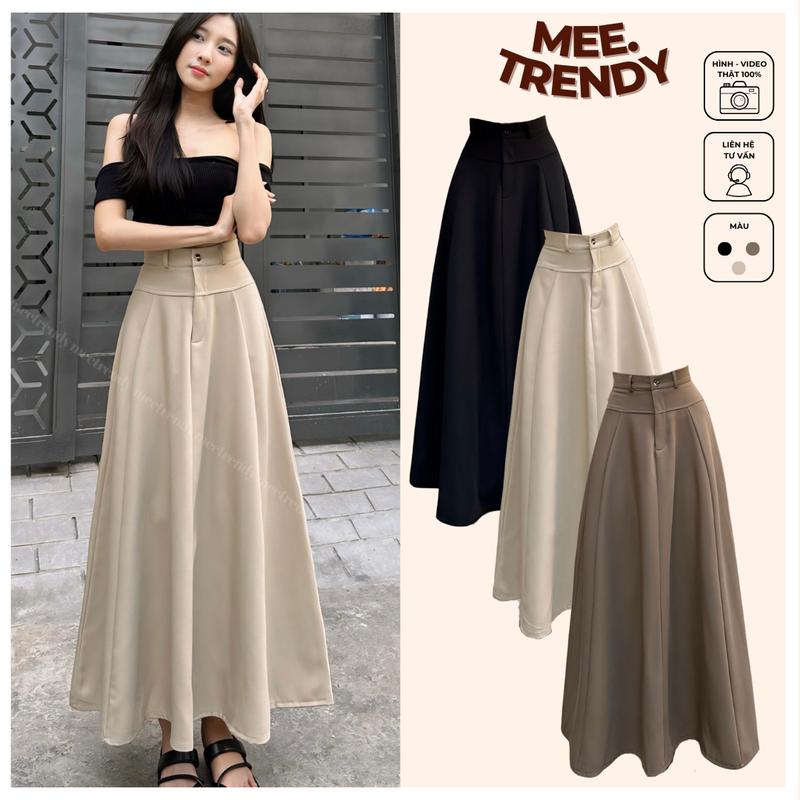Chân Váy Chiết Eo Ghép Mảnh Meetrendy, Chân Váy Xoè Dài Nữ Chất Nhập Hàn Quốc [CV99]