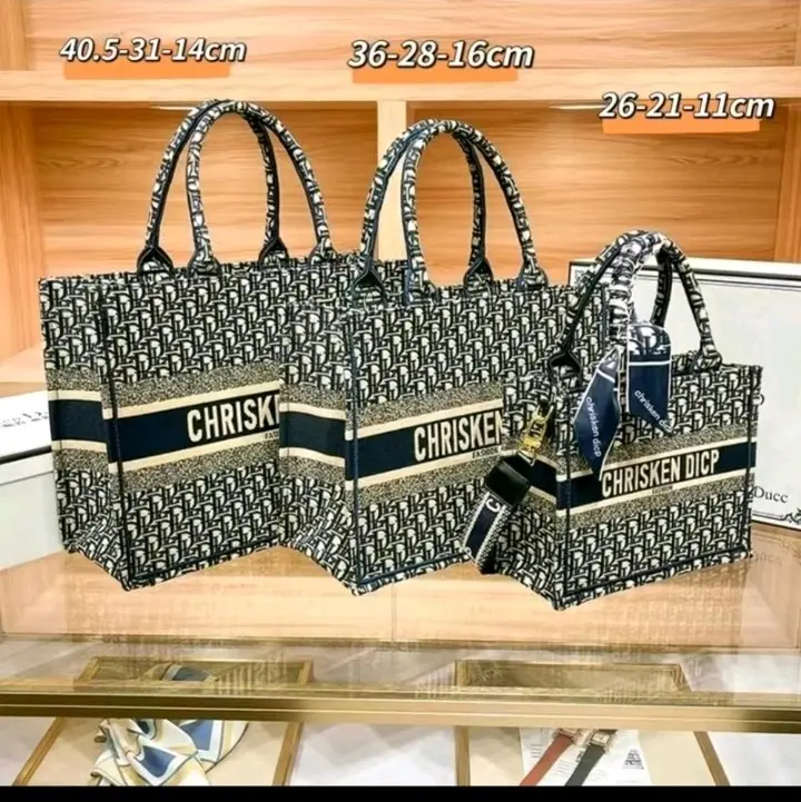 Túi Xách Nữ Thổ Cẩm Kèm Khăn Lụa 3 Size - Công Sở Thổ Cẩm - Kem, Bag Tote