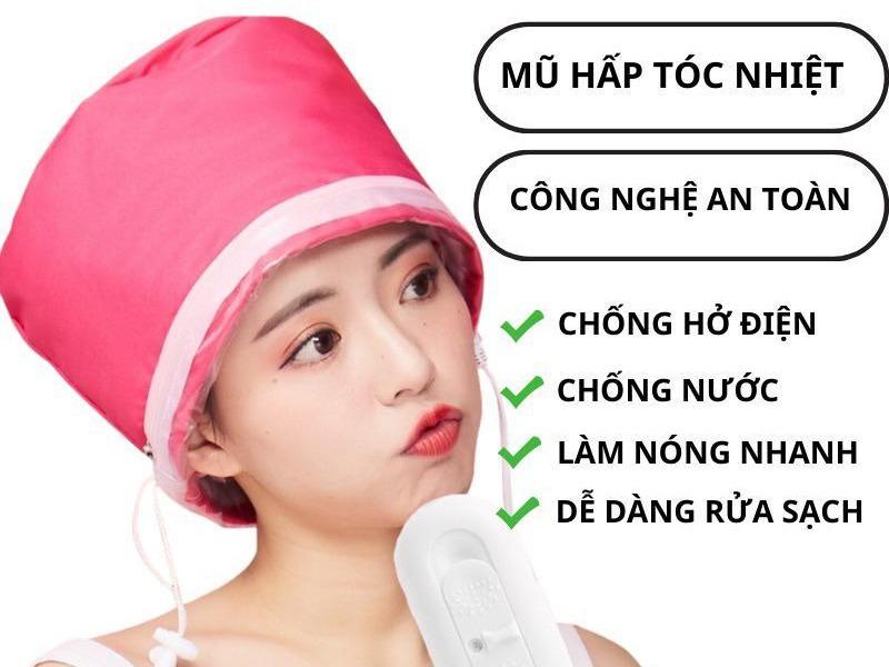 Mũ Ủ Tóc Nhiệt Tại Nhà Mũ Hấp Tóc Cao Cấp Chuẩn Salon An Toàn 3 Cấp Độ Chống Nước Chống Giật Công Nghệ An Toàn Chống Hở Điện Làm Nóng Nhanh Dễ Dàng Rửa Sạch