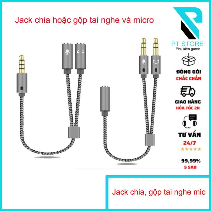 Jack Chia Hoặc Gộp Cổng Tai Nghe Và Micro - DAC Cao Cấp - Hỗ Trợ Chơi Game - LiveStream...