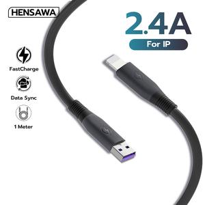 Hensawa สายชาร์จเร็ว USB to ip 2.4A 1m รุ่น US3091 สีดำ วัสดุ PVC 1 เมตร for ไอโฟน สายหนานุ่มพิเศษ Fast Charge Cable & Sync ชาร์จไว