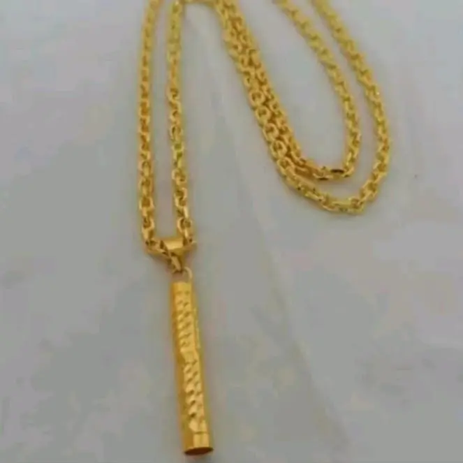 kalung nuri polos 45cm titanium gold free liontin bambu anti karat perhiasan wanita dewasa motif emas 24k elegan terlaris