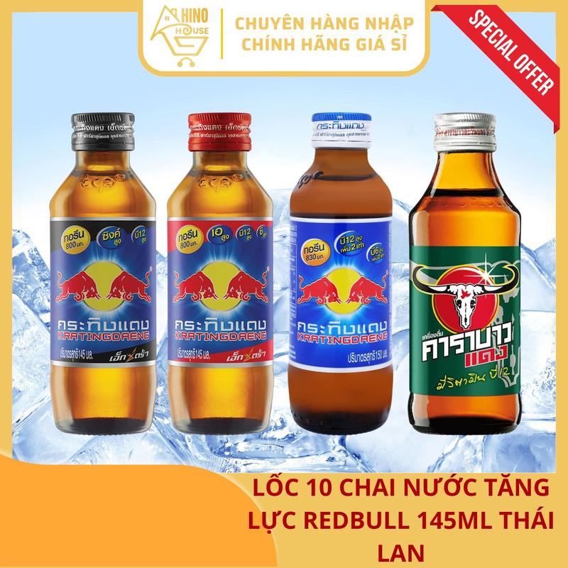 Lốc 10 Chai Nước Tăng Lực Redbull 145ml Thái Lan Nước Uống Giải Khát Thơm Ngon - Hinohouse