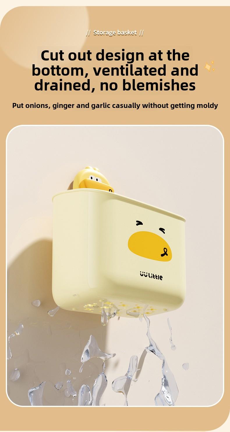 Product Introduction of Cartoon Funny Bathroom Wall-Mounted Suction Cup Toothbrush Holder Student Dormitory Bathroom Storage Rack Large Capacity Wall-Mounted Storage Basket 5