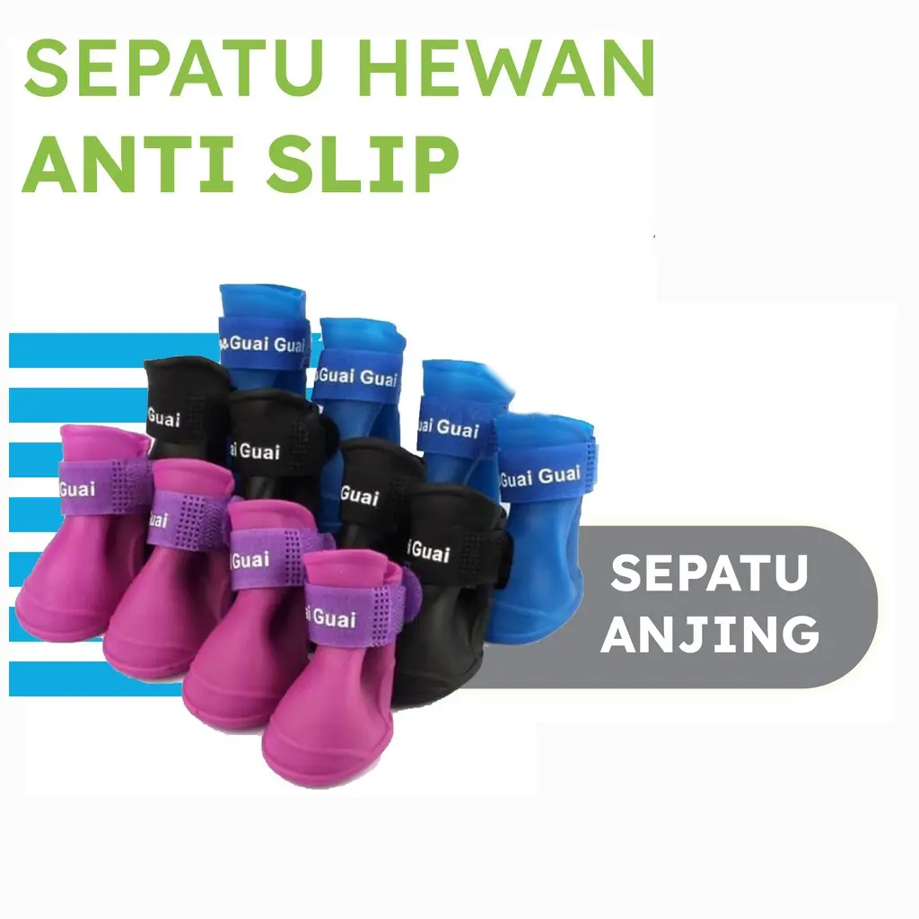 Pet Boots Dog Rubber Shoes SGG01 Set 4pcs Ryu Sepatu Boots Anjing Kucing Anabul Anti Air Sepatu Karet