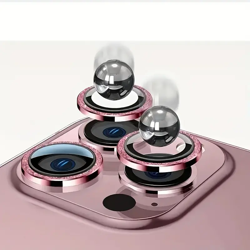 Glittery 9H Tempered Glass & Aluminum Alloy Metal Lens Protector For IPhone 15 14 Pro Max/13 Pro Max/13 Pro/12 Pro Max - Perfect Gift For Birthdays, Valentines, Easter, Boys & Girlfriends!