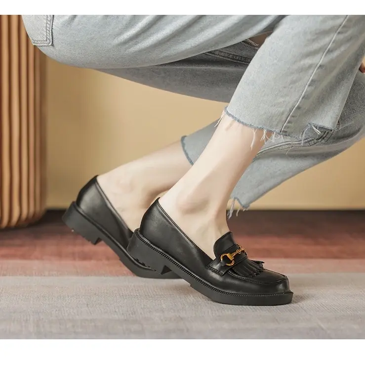 3223 HÀNG MỚI DA MỀM CAO CẤP Giày Moca Loafer nữ Moccasin màu đen trắng kem đế 3cm có sẵn fullbox Hà Nội Ulzzang đế thấp