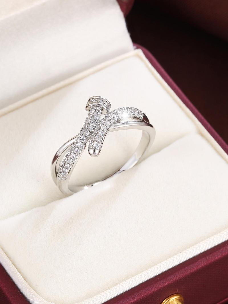 Product Introduction of Women's Elegant Nut Design Rhinestone Decorated Ring, Exquisite Trendy Ring, Fashionable Jewelry for Women As Gift 6