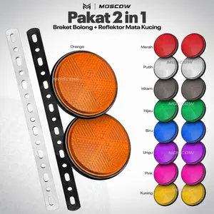 MATA KUCING + BREKET PLAT BOLONG TEBAL / CAT EYE BULAT LAMPU REFLEKTOR BIRU HIJAU MERAH KUNING LAMPU WARNING SEPEDA TERANG LAMP MOTOR MOBIL FAZZIO BEAT STREET BEAT SCOOPY VARIO AEROX NMAX PCX VEGA R JUPITER SUPRA ASTREA GRAND MIO FINO XMAX MIO FU DLL