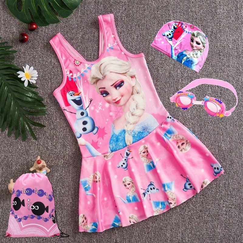 Girl's One-Piece Swimming Suit Summer New Medium and Large Children Swimming Princess Skirt Little Girl Baby Swimsuit 0