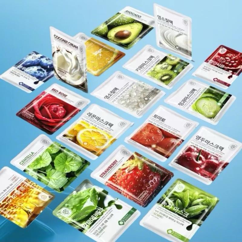 Combo 30 Miếng Mặt Nạ Mix Hoa Quả & Serum Vitamin A B C E Dưỡng Ẩm Làm Sáng Da Cấp Nước + Tặng 1 Hộp B5 10 Miếng