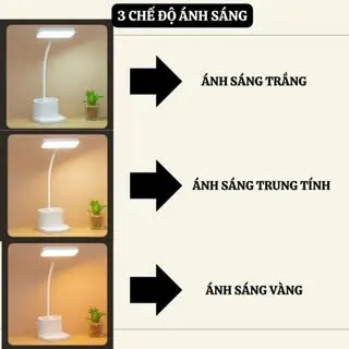 Đèn Học Tĩnh Điện Có Nút Cảm Ứng - Kèm Dây Sạc USB, 3 Màu Có Thể Điều Chỉnh Cấp Độ Ánh Sáng, Xoay 360 độ, Đỡ Điện Thoại Mobile Led 6