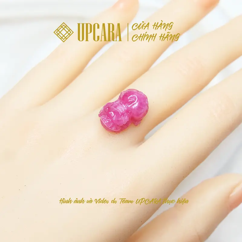 Mặt dây chuyền, mặt nhẫn tỳ hưu r u b y thái màu hồng chiêu tài lộc hợp mệnh hoả thổ UPCARA 1