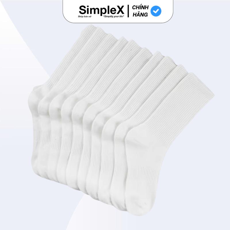 [SimpleX][PREMIUM][SET 10 ĐÔI + TẶNG 1] Tất Vớ Nam Nữ Trơn, Unisex Cổ Cao, Cổ Trung, Cổ Thấp Thun Cotton, Co Dãn Chống Hôi Chân Menswear | PSMX004/T01