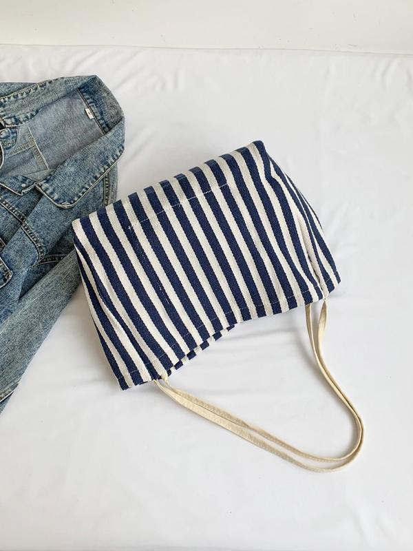 Men's Casual Striped Pattern Tote Bag, Large Capacity Shoulder Bag for Daily Used & Work, Casual Trendy Versatile High-quality Daily Commuting Bag 3