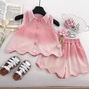 [Cleynkidz] C30481 Setelan Jeans Pink Celana Pendek Anak Baju Setelan Anak Perempuan Fashion Kekininan Size 90-150