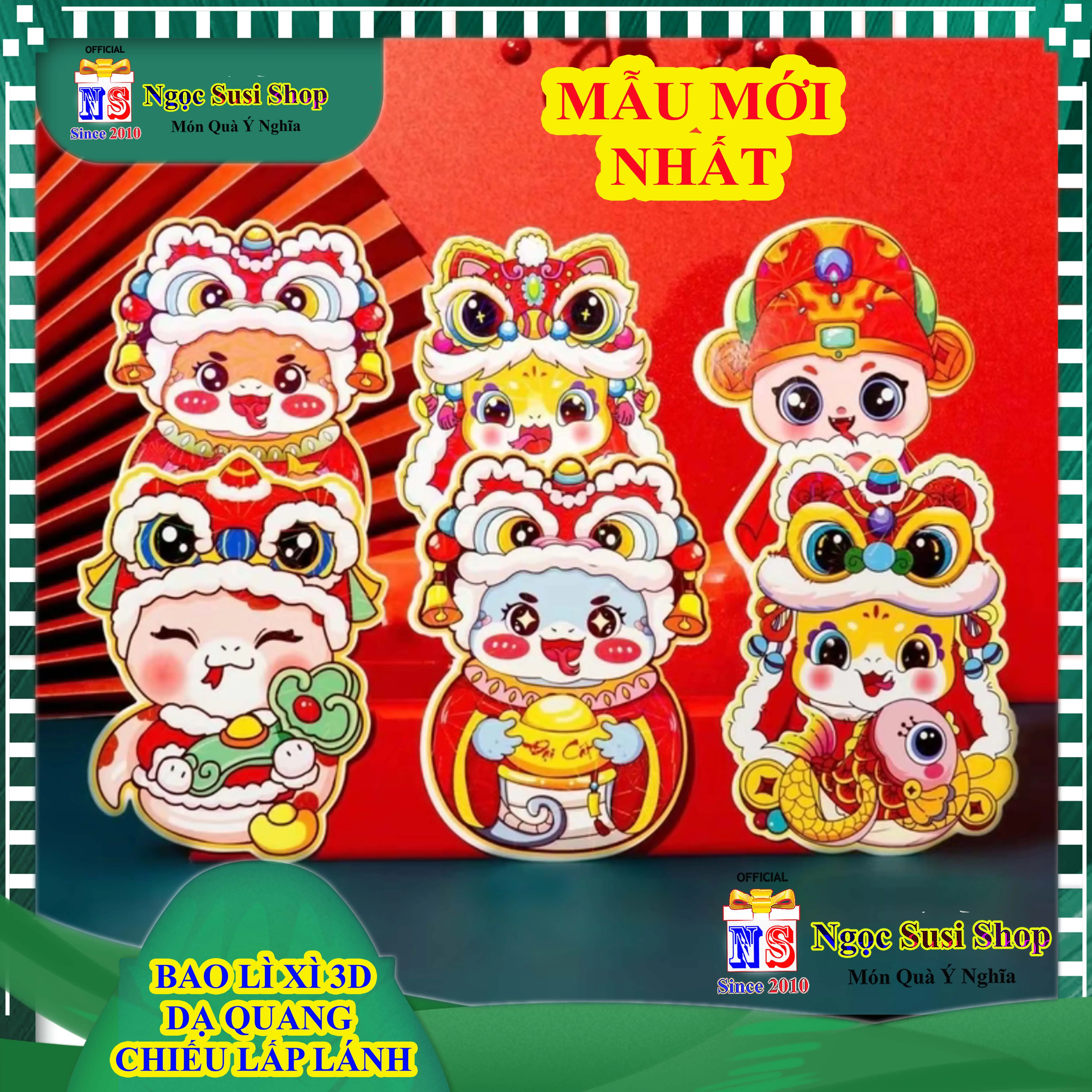 SET 1-10 BAO LÌ XÌ CHIBI 3D HOT NHẤT 2024  HÌNH CON RẮN PHẢN QUANG CHIẾU LẤP LÁNH SIÊU ĐẸP - HOT TREND [CHỌN SỐ LƯỢNG]