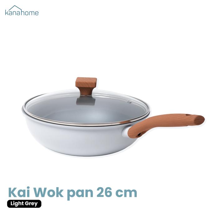 Gambar Kanahome - Kai Wok Pan / Wajan Marble Induksi Anti Lengket 26cm with Lid dari Kanahome-id Kab. Bandung Tokopedia