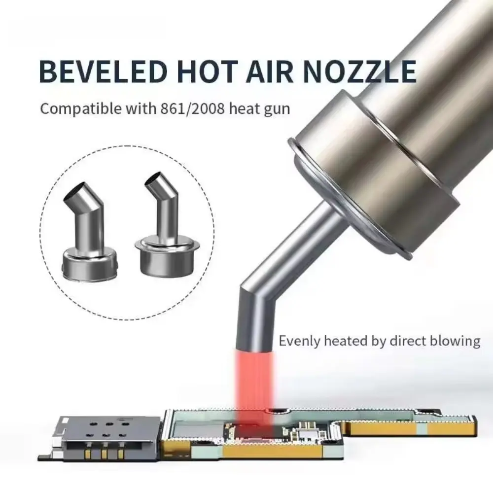 45° Beveled Direct Blowing Hot Air Nozzles For Quick 861/2008 Hot Air Gun BGA Rework Station Replacement Sleeve Parts