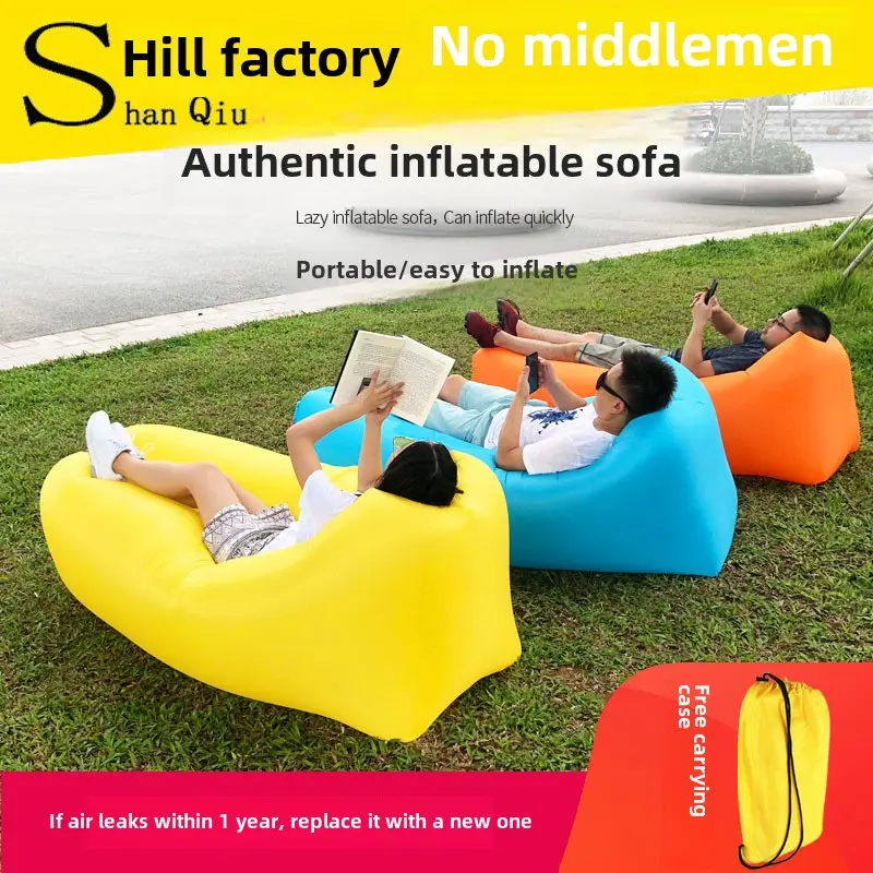 Internet Celebrity Outdoor Inflatable Lazy Sofa TikTok Airbed Portable Air Sleeping Bag Single Folding Camping Air Cushion
