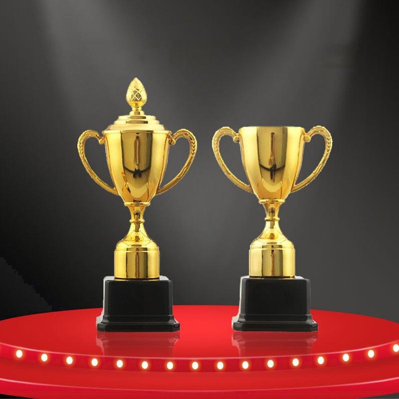 Product Introduction of High Quality Children's Award Trophy Golden Plastic Model Mini Prize Cup Competition Prize Craft Souvenirs Winner Award Trophy Toy Team Sport Competition 10