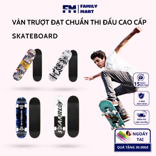 Ván trượt thể thao ván trượt thi đấu cỡ lớn 80 cm, ván trượt cho người mới tập chơi gỗ phong ép 8 lớp chắc chắn, an toàn, chuẩn thi đấu