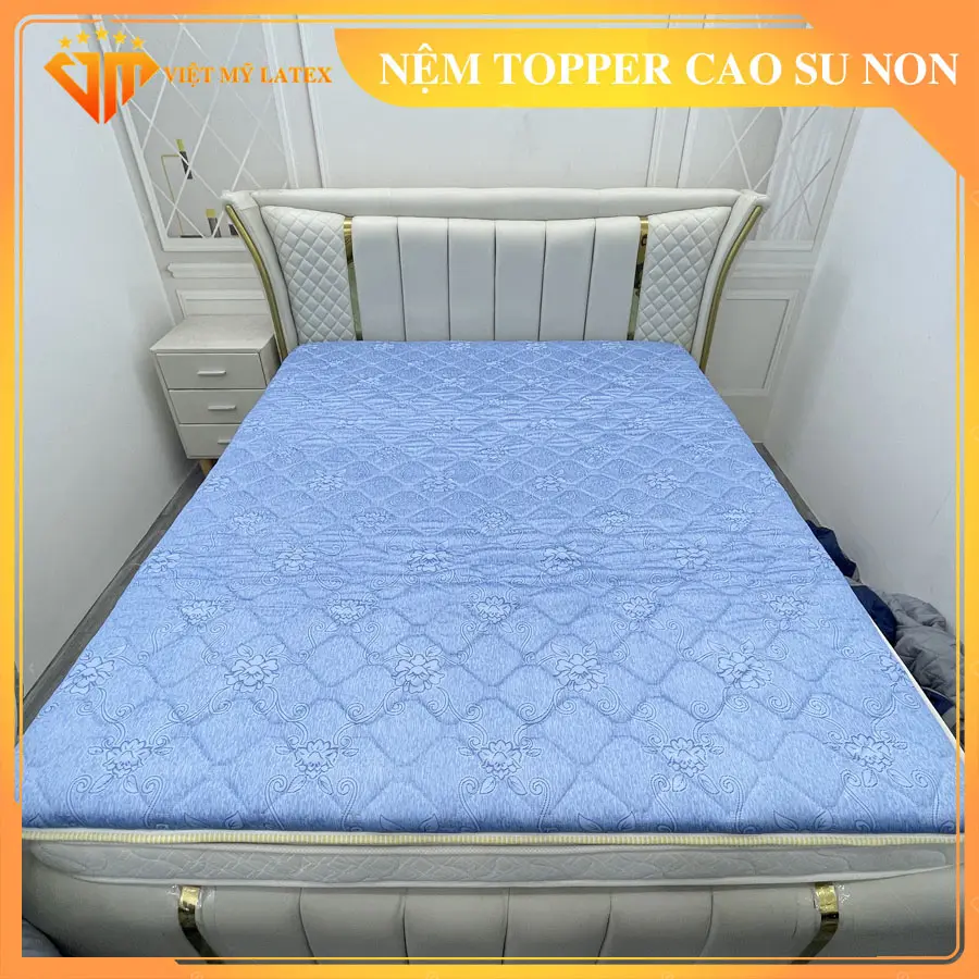 Nệm topper cao su non xanh dương đủ kích thước , nệm Việt Mỹ