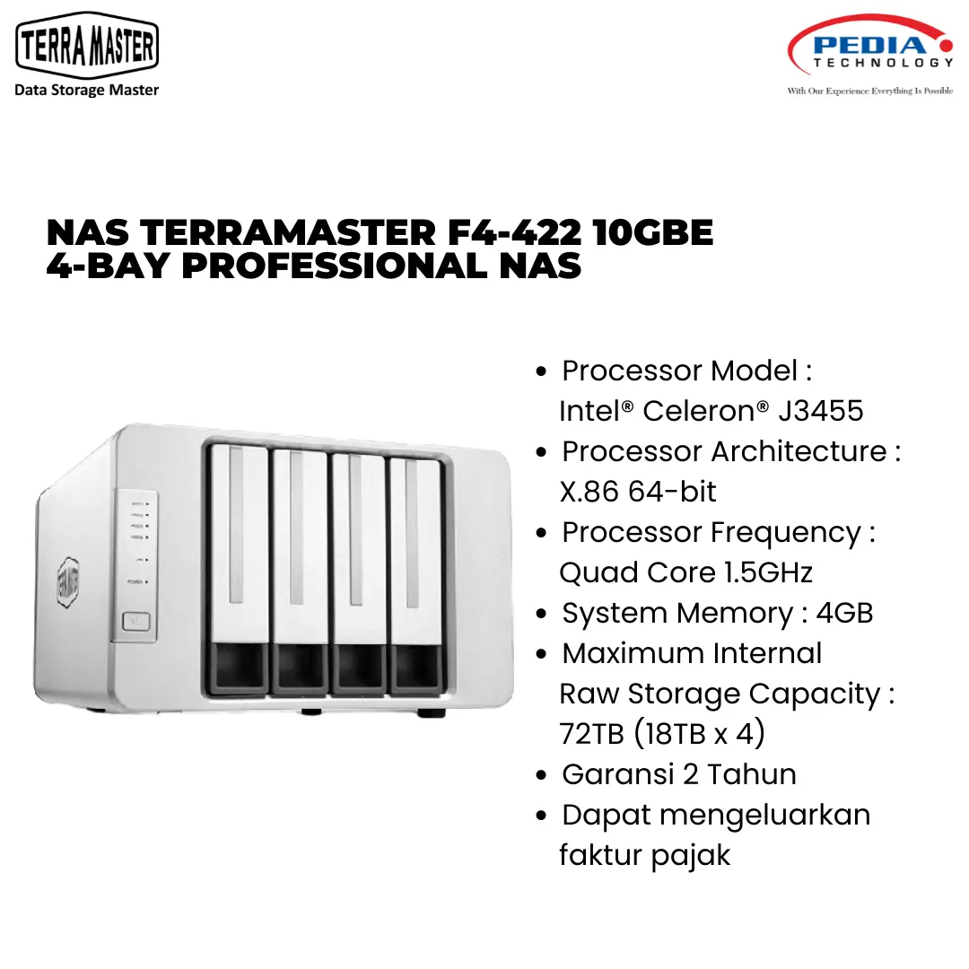 NAS TerraMaster F4-422 10GbE 4-Bay Professional NAS