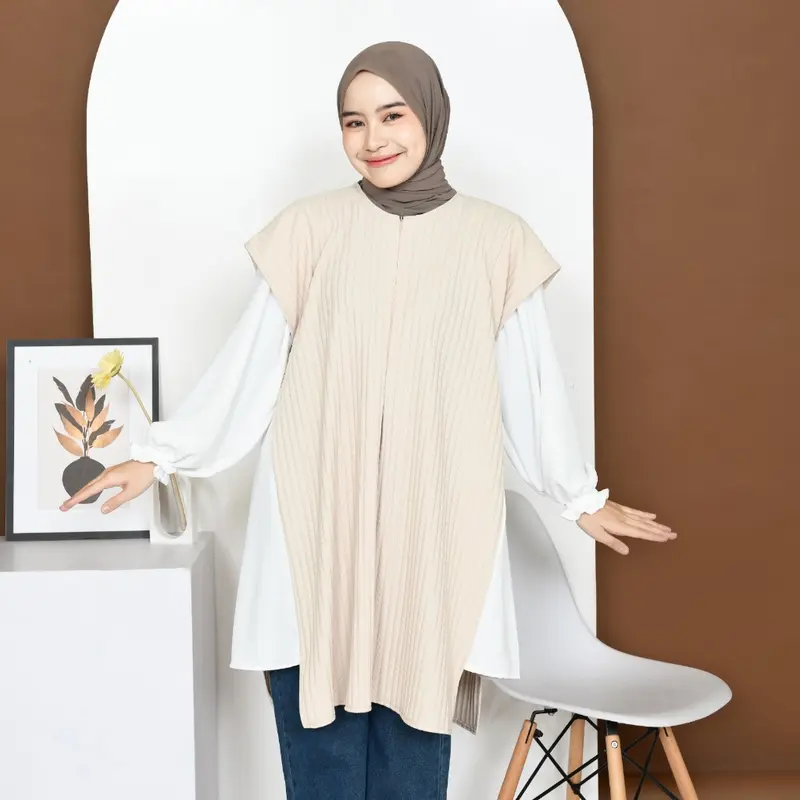 Mybamus Gemma Two In One Tunic - Atasan Muslim Wanita - Atasan Wanita Lengan Panjang - Blouse Kekinian 6