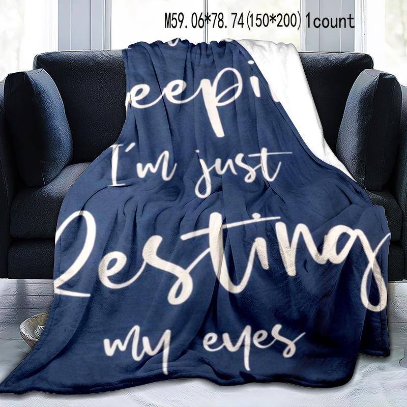 Letter Pattern Blanket, 1/2 Counts Soft Warm Throw Blanket, Air-conditioned Room Blanket, Warm Nap Blanket for Home Office Travel, Gift for Friend & Family 4