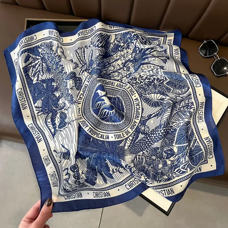 Khăn Quàng Cổ  70x70cm Bằng Lụa Phong Cách Retro Thời Trang Dễ Phối Đồ Women Khăn Choàng Voan Choàng Cổ 3