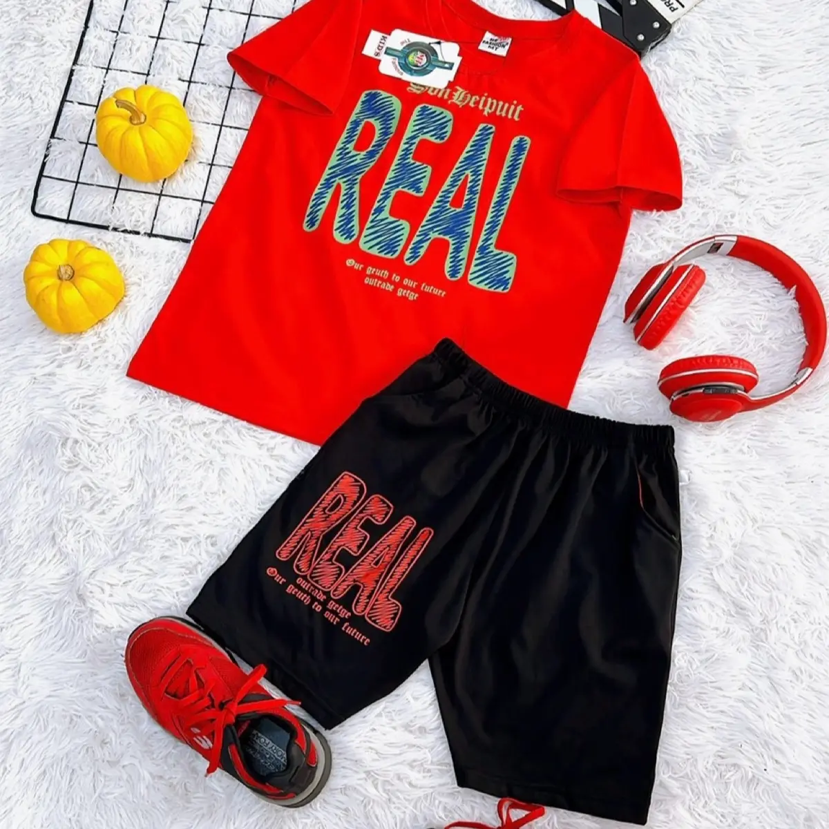 Bộ quần áo bé trai mẫu Real từ 25kg đến 52kg