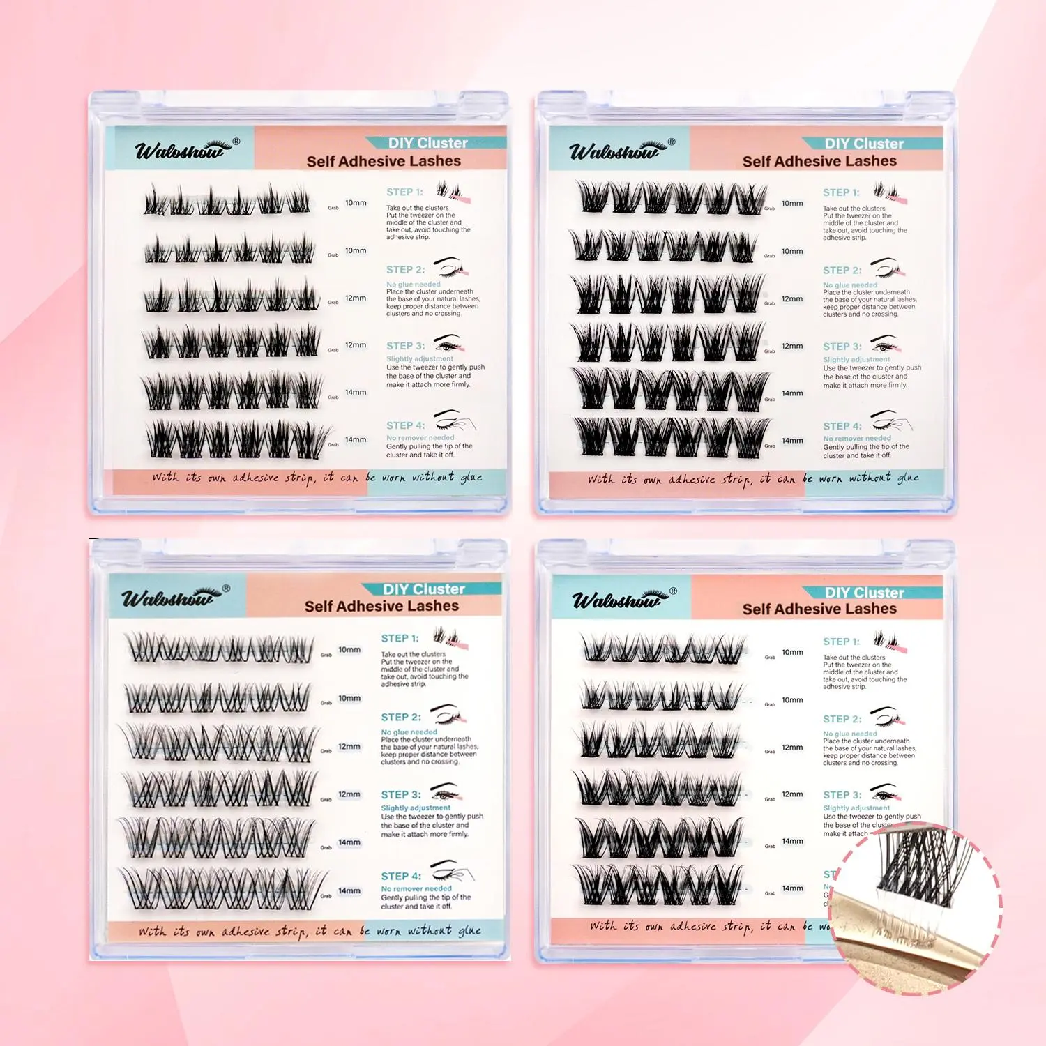 Self Adhesive Eyelashes, 1 Box Natural Look Eyelash Extensions, Self Adhesive False Eye Lashes, Eye Makeup Product for Women & Girls