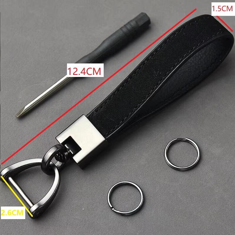 Product Introduction of Genuine Keychain Top-end Business Gift For Man Good Quality Black Brown Real Leather Car Keyholder Key Chain 7