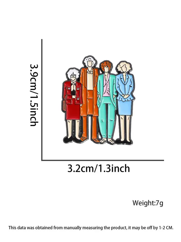 The Golden Girls Cartoon Brooch, Cute Fashion Alloy Badge for Women & Men, Enamel Pin Suitable for Backpacks, Jeans, Scarves, Hats Decoration 1