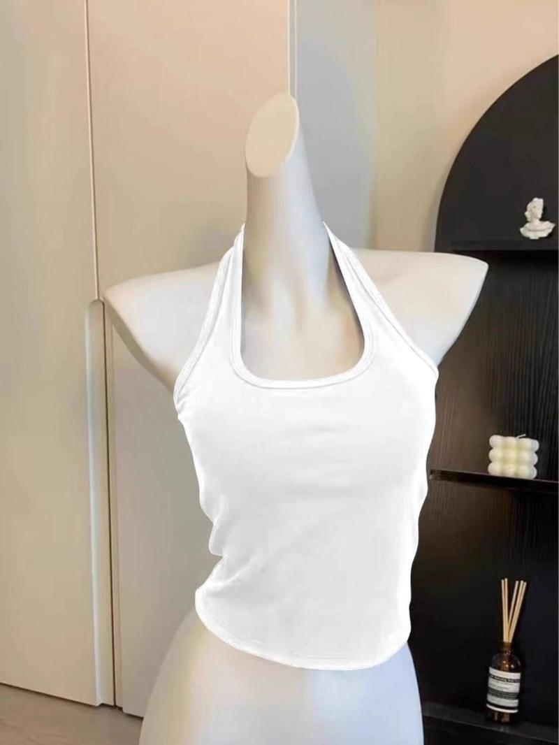 Product Introduction of [Store Hot Sale] 2025 Spring Summer New Halter Neck Beautiful Back Camisole Vest for Women Slim Fit Inner Wear Versatile Base Sleeveless Top 4