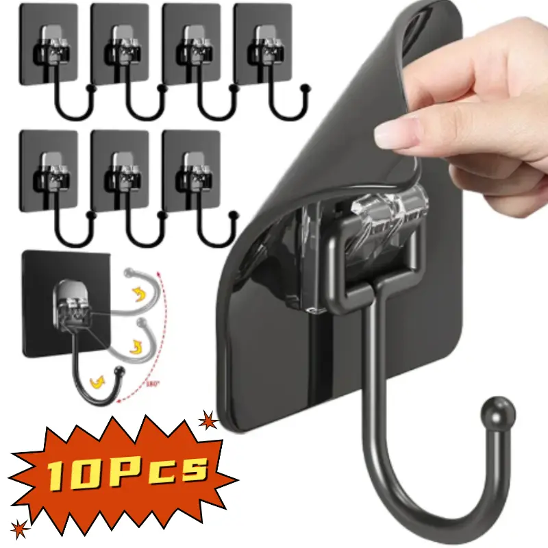 10/5/1Pcs Strong Self Adhesive Hooks Punch-free Door Wall Hangers Hook For Kitchen Bathroom Home Towel Bags Storage Hanging Holder