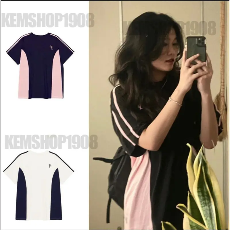 [RẺ VÔ ĐỊCH] Áo thun phông Raglan logo tay nam nữ PINK tay lỡ form rộng bblaloal Unisex 5
