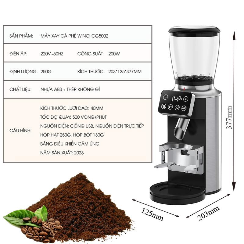 Product Introduction of Máy Xay Cà Phê Tự Động WINCI CG5002, Xay hạt cà phê, Espresso, Drip coffee, Máy xay cà phê 9
