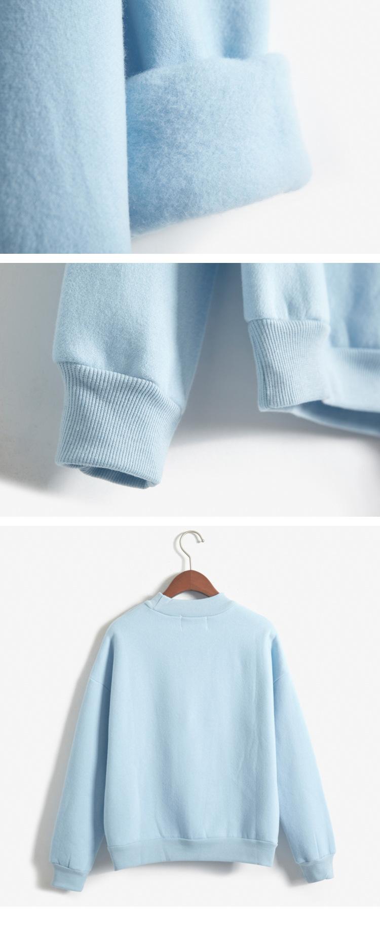 Product Introduction of Korean solid color fleece hoodie women's autumn and winter new baseball jacket student coat small high neck loose thick hoodie 17