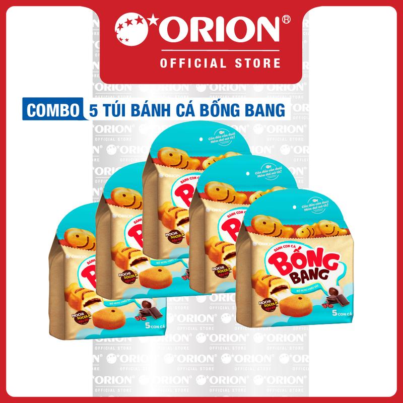 Combo 5 Túi 5 gói Bánh Cá Bống Bang nhân Mochi Socola Đậu Đỏ (145g)