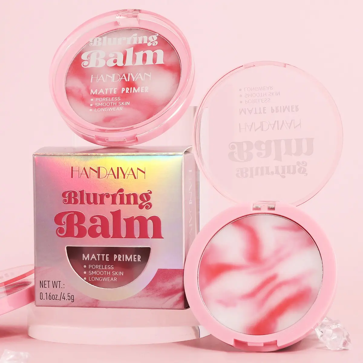Setting Powder Cream with Puff Waterproof Oil Control Hidden Pores No Makeup No Powder