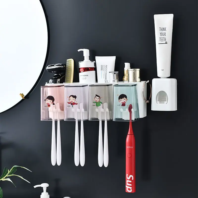 Bộ Giá Để Bàn Chải Đánh Răng, Không Cần Đục Lỗ, Bao Gồm Cốc Súc Miệng, Cốc Kem Đánh Răng, Giá Treo Khăn Tắm Và Giá Để Bàn Chải Đánh Răng, Đồ Gia Dụng 2