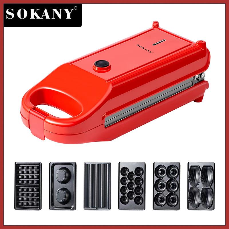 Máy làm bánh 6in1 SOKANY khuôn donut, bánh quế, bánh trứng, bánh tròn sokany 836 Máy Làm Sữa Pha Trà 5