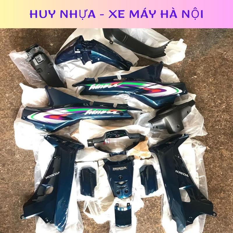 Dàn Áo Wave Nhỏ Cao Cấp 2000 2005 Bộ Vỏ Xe Wave Alpha Kèm Tem 3 Lớp Dàn Áo Wave Alpha màu Xanh Nhớt Nhãn Dán Decal